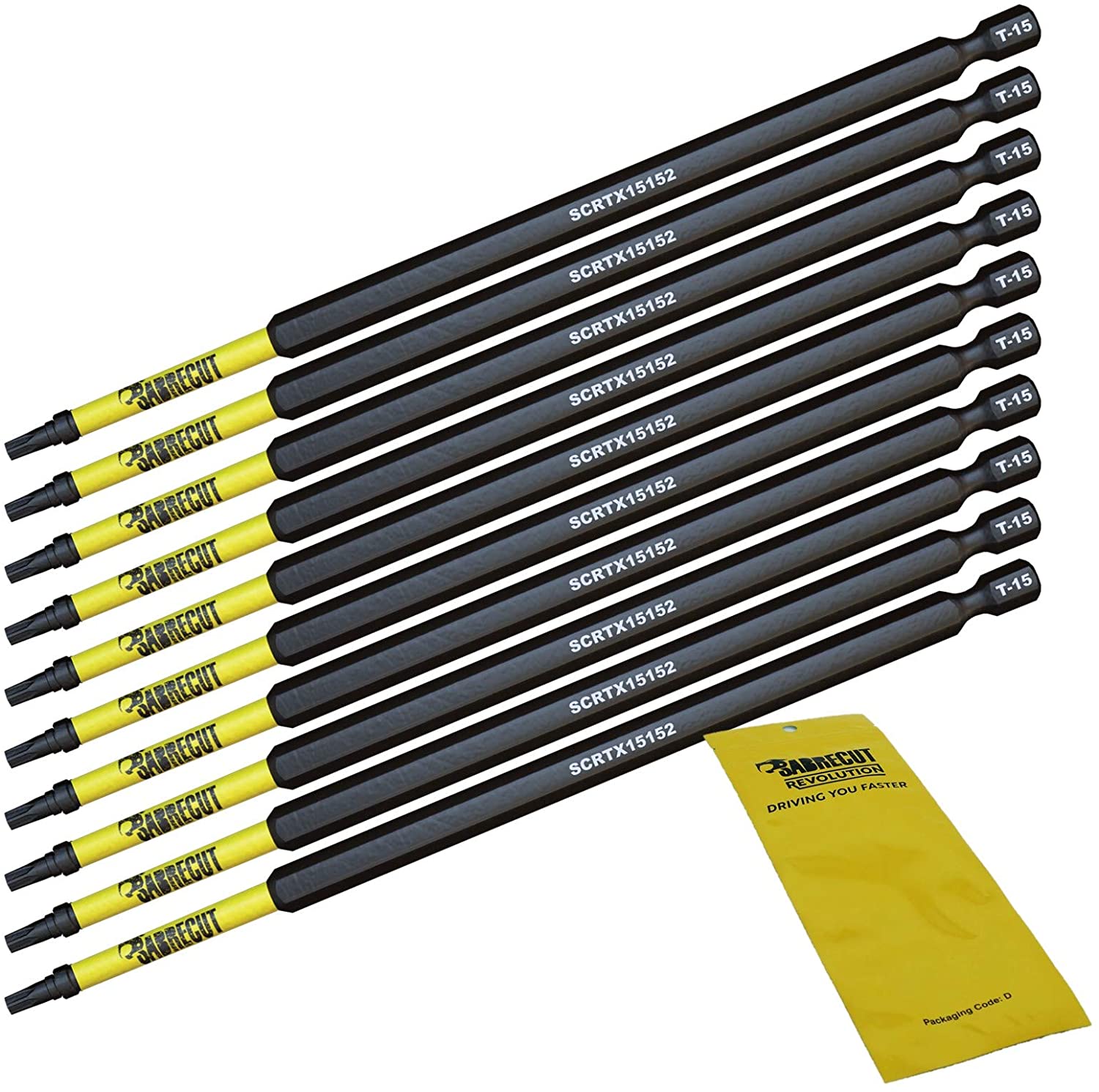 10 x SabreCut SCTX15152_10 152mm T15 TX15 Magnetic Impact Screwdriver Driver Bits Set Torx Heavy Duty