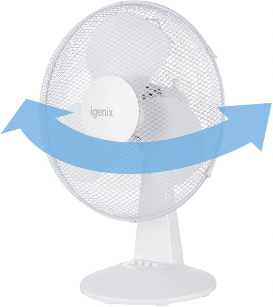 Igenix DF1610 Portable Desk Fan, 16 Inch, 3 Speed, Quiet Operation, Oscillating, Desktop/Bedside Fan, Ideal for Home and Office, White - Image 3