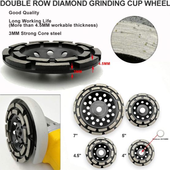 SHDIATOOL Diamond Grinding Cup Wheel 125mm Double Row for Marble Concrete Masonry Granite - Image 2
