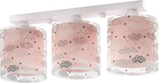 Dalber Children's Ceiling Light, Children's Room Ceiling Light 3 Lights Clouds Pink - Image 2
