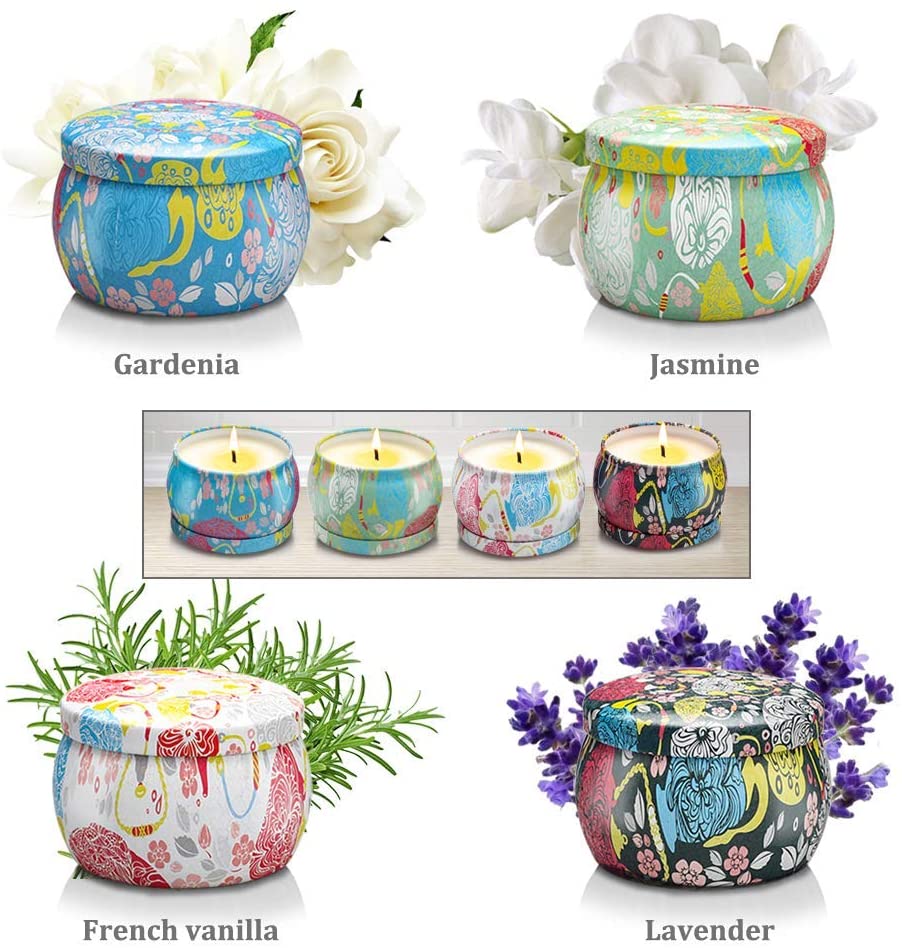 YMing Scented Candles Gift Set, Soy Wax 5.65 oz * 4 Tins Candle Gift for Women Strongly Fragrance, Gifts for Valentine's Day - Image 2