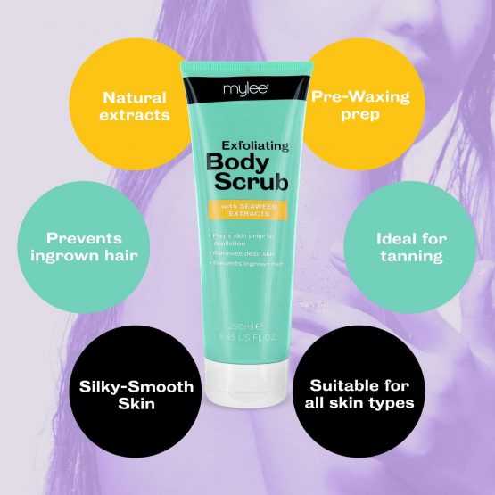 Mylee Pre Tanning and Pre Waxing Exfoliating Softening Body Scrub with Nourishing Natural Seaweed Extracts, Aloe Vera, Tahitian Monoi – Prevents Ingrown Hairs & Razor Bumps Vegan and Cruelty-Free - Image 2