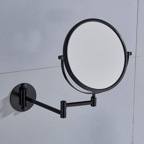 NEWRAIN Mirrors Wall Mounted with 3x Magnification and Normal 8-Inch Double-sided Round Bathroom Vanity Mirror Swivel,Extendable and Black Finished for Home, Spa and Hotel - Image 4