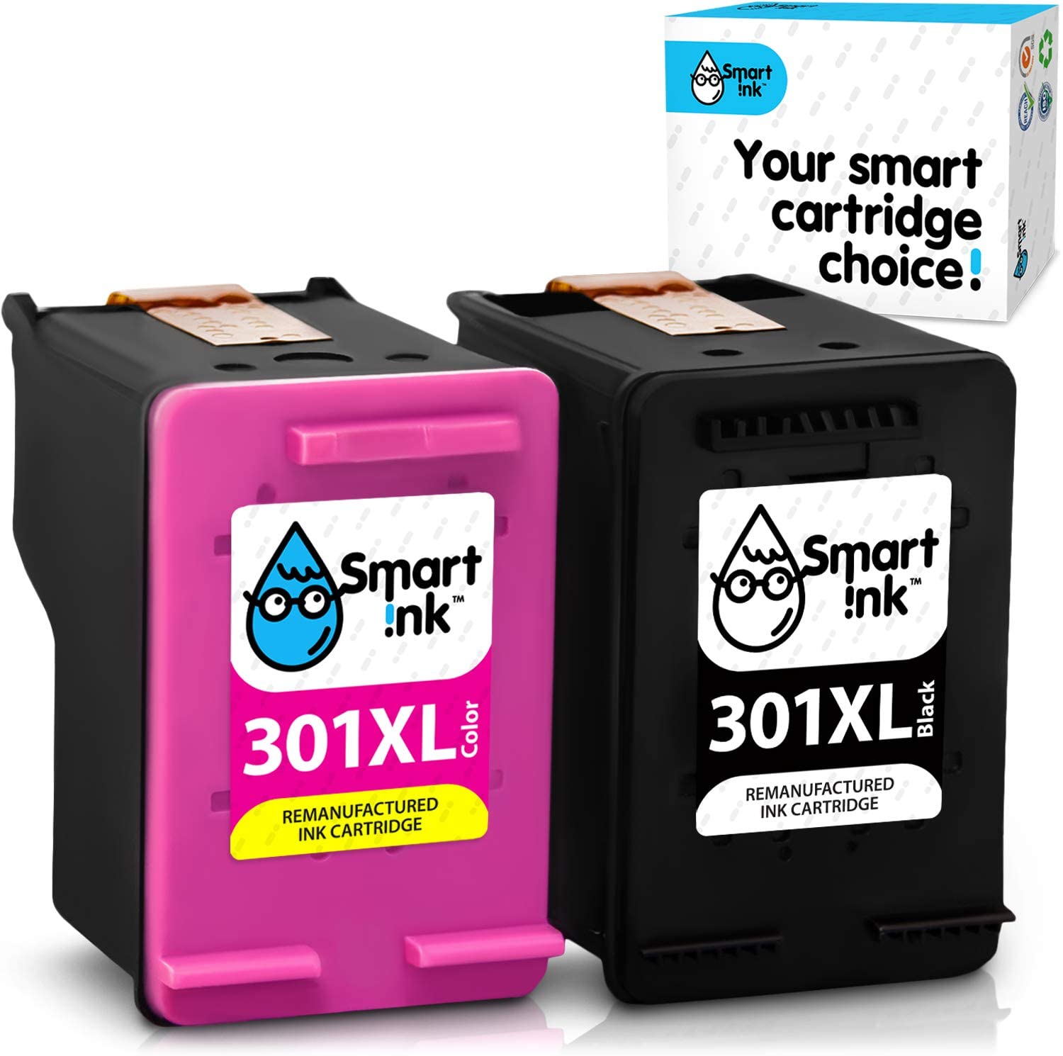 Smart Ink Remanufactured Ink Cartridge Replacement for HP 301XL 301 XL (Black & Color 2 Combo Pack) use with Deskjet 1000 1010 1050 1510 2050 2050A 2510 2540 2541 3000 3050 3050A 3510 Envy 4500 5530