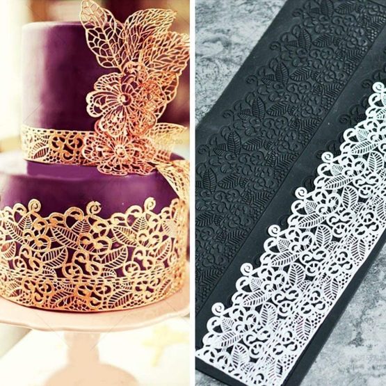 Hebudy Cake Decorations Silicone Moulds Lace Fondant Mold Cake Lace Mat for Baking Lace Embossed Cake Mold
