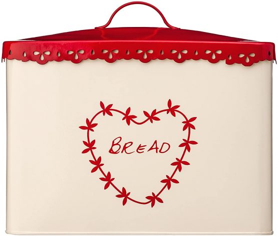Premier Housewares 507623 Anglaise Bread Bin - Cream/Red H25 x W33 x D18cm