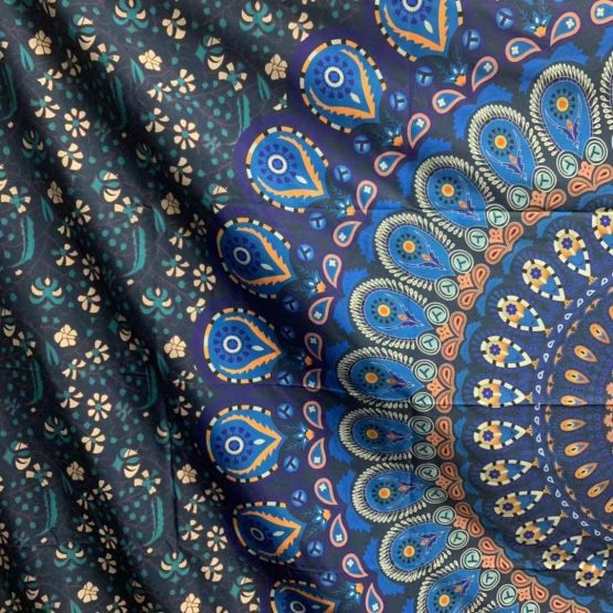Colorful Mandala Tapestry Indian Wall Hanging, Holiday decoration Watercolor Printed Bohemian Wall art for bedroom Tapestries Beach towel 59”x78.7” (Peacock blue) - Image 4