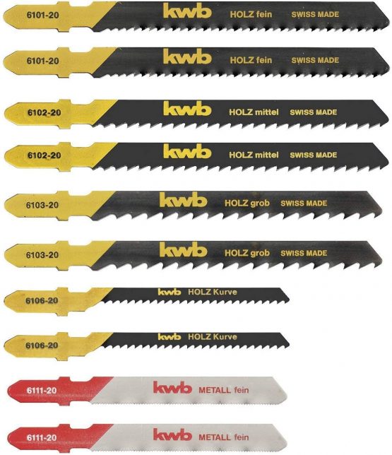 kwb 617220 Jigsaw Blades T S-20 / Single-cam Shank, Universal Set for Non-Ferrous Metals and Wood