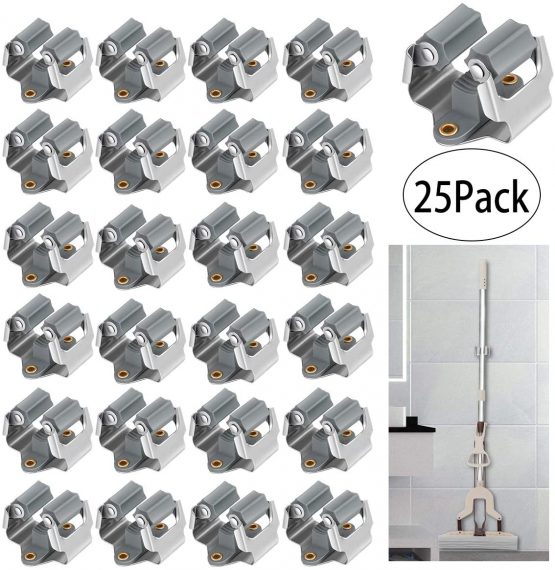Mop Broom Holder Wall Mount,Broom Hanger, Broom Clip Storage Rack Hooks Tidy Clamp Organizer Tool for Closet Kitchen Garden Garage Bathroom Office(Black 10pc) - Image 3