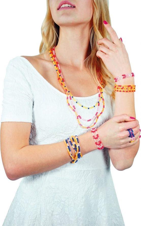 Lena 42304 Handicraft Diamond Shop Large, Complete 10.000 Beads, Elastic Threads, Sorting Bowl and Instructions, Jewellery Set for Children from 8 Years of Age, Multicoloured - Image 4