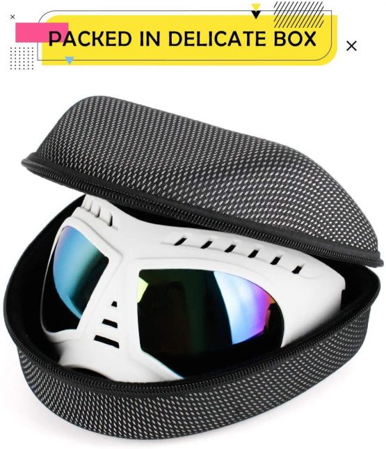 Namsan Dog Goggle UV Protection Dog Sunglasses Waterproof Windproof Adjustable Goggles for Middle/Large Dog-White - Image 4