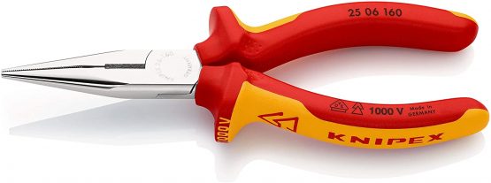 KNIPEX Snipe Nose Side Cutting Pliers (Radio Pliers) 1000V-insulated (160 mm) 25 06 160 SB (self-service card/blister)