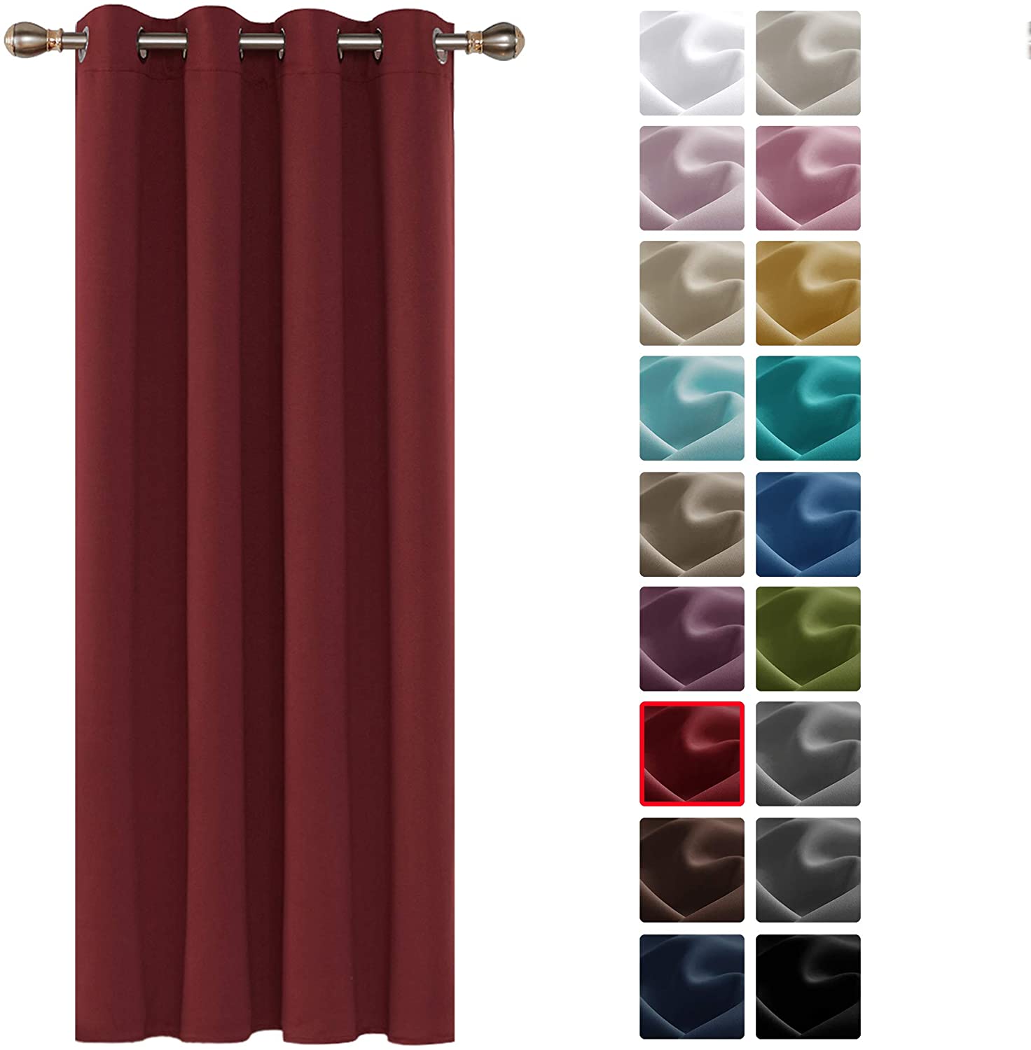Deconovo Christmas Decorations Ring Top Door Curtain 84 Inch Drop Thermal Insulated Red Blackout Curtain for Living Room 52"x 84" Red 1 PANEL