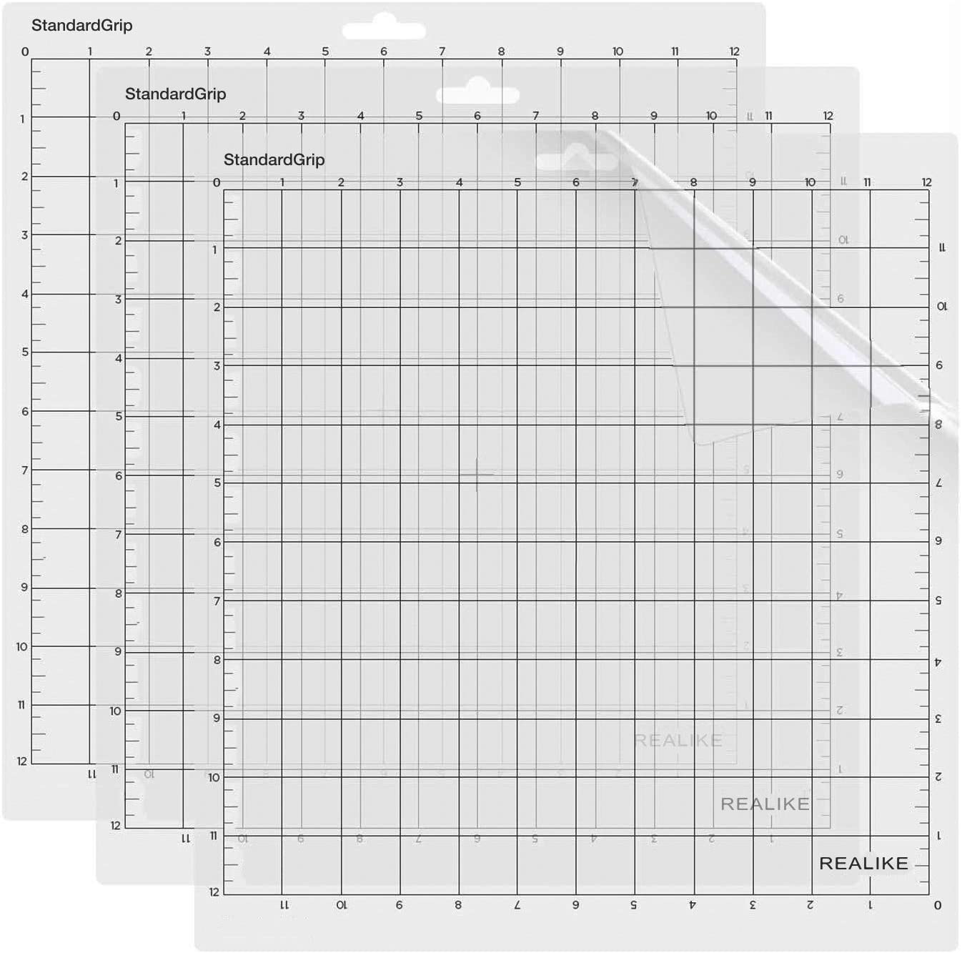 REALIKE Cutting Mat for Silhouettes Cameo,12X12 inch Adhesive Sticky in 3Pack Flexible Replacement Vinyl Cutting mat for Craft Sewing
