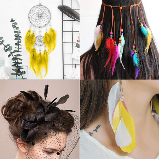 Feather for Crafts,250 Pcs Coloured Feather Striking Feathers for DIY Dream Catchers Natural Crafts Feathers for Wedding/Party/Decorations(3 Sizes) (Yellow) - Image 3