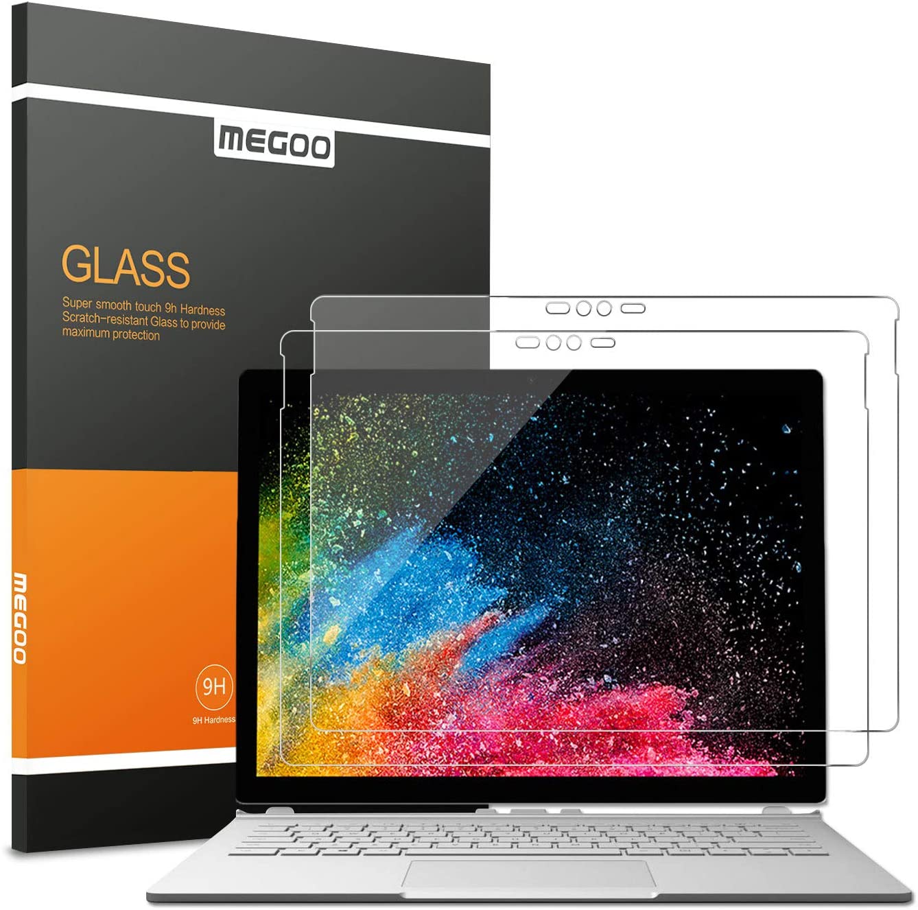 MEGOO Surface Book 2 Screen Protector, 9H Tempered Glass High Sensitivity