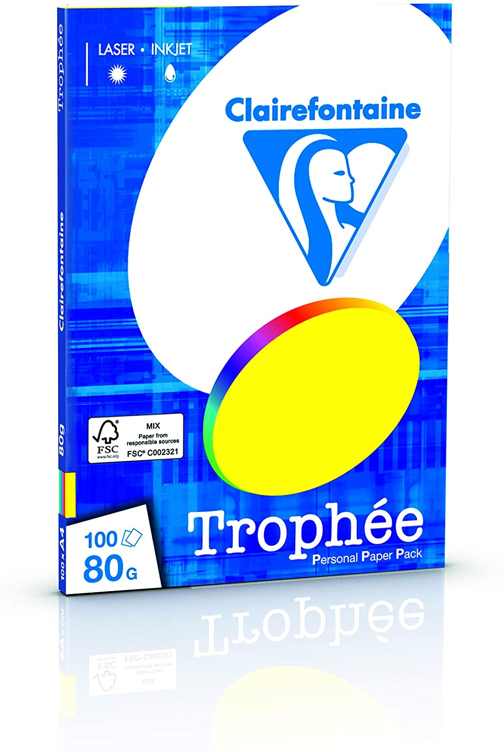 Clairefontaine Trophee PPP 1876/0C Printer Paper/Copier Paper Intense Colours DIN A4 80 g 100 Sheets Assorted Colours 1 Pack