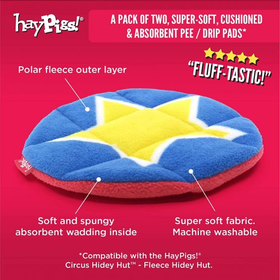HAYPIGS Guinea Pig Toys and Accessories - Circus Themed Fleece Pee Pads - Additional or Replacement Absorbent Washable Litter Pads - Image 2