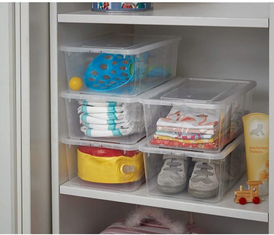 Grizzly 5 x Small Storage Boxes with Lids - 5 Litre - 13.2x7.9x4.3 inch (33.5x20x11 cm) - Stackable Clear Containers - Transparent Organiser - Image 3