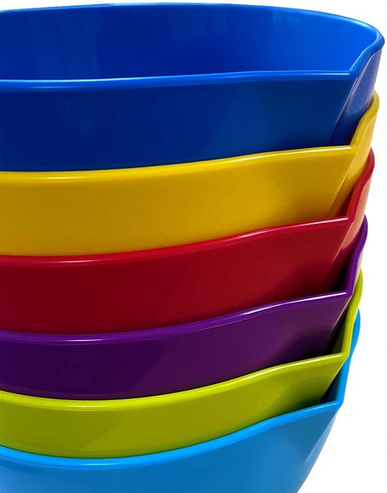 Mixing Bowl with spout and Handle | Set of 6 - Red, Blue, Purple, Green, Yellow, Light Blue | Beautifully Coloured Bowl Set | Compact, Stackable & Ergonomically Designed | Proudly Made in The UK - Image 2