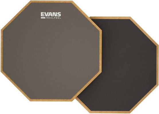 Evans RF12D RealFeel - Drum Practice Pad - Drum Pad - Drummer Practice Pad - Gum Rubber & Neoprene, 2 Sided, 12 Inch, Gray