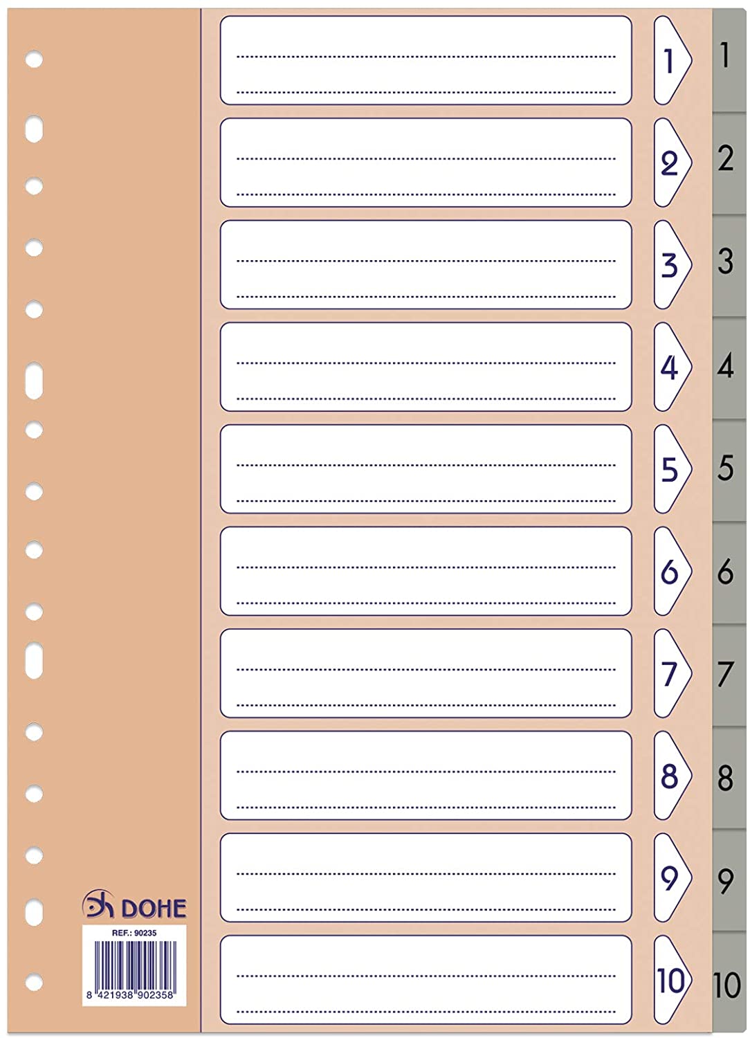 Dohe Basic Folio Index 1 to 10 Grey, 1 al/10