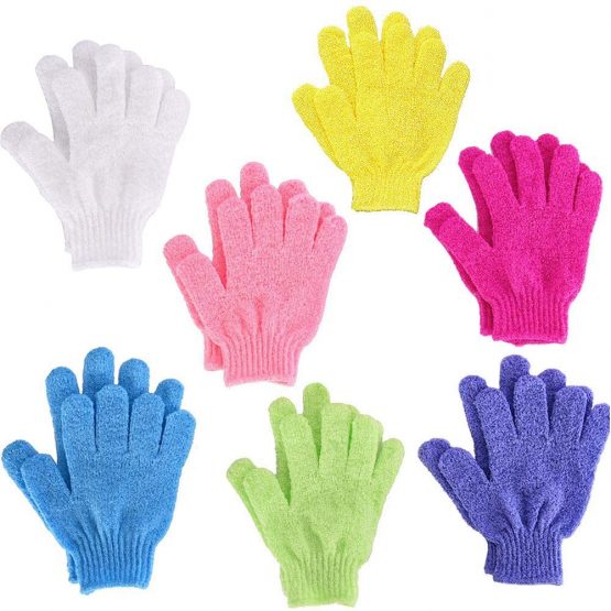 Exfoliating Bath Gloves, BETOY 7 Pairs Double Sided Exfoliating Gloves Body Scrubbing Glove Bath Scrubs for Shower, 7 Colors
