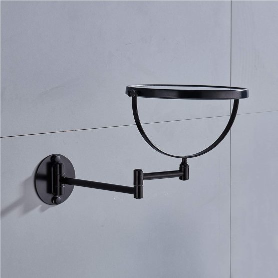 NEWRAIN Mirrors Wall Mounted with 3x Magnification and Normal 8-Inch Double-sided Round Bathroom Vanity Mirror Swivel,Extendable and Black Finished for Home, Spa and Hotel - Image 3