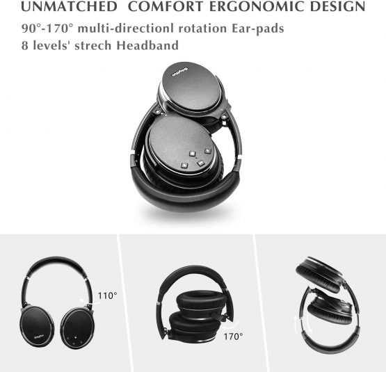 Noise Cancelling Wireless Headphones Bluetooth 5.0, Srhythm NC35 Lightweight Over Ear Headset with CVC8.0 Mic,Type-C Fast Charge,50+ Hrs Playtime,Voice Call for iOS Android/Cellphone/TV/PC(Gun Black) - Image 4