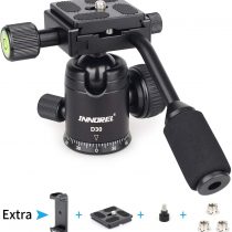 Tripod Ball Head with Handle, D30 All Metal CNC Panoramic Monopod Ball Head Camera Mount with 2 1/4" Quick Release Plates, Max Load 22lbs/10kg, Compatible with DSLR, Camcorder, Telescope, etc.