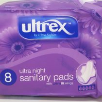 12 X PACKS ULTREX ULTRA NIGHT SANITARY PADS WITH WINGS by Ultrex, Overnight