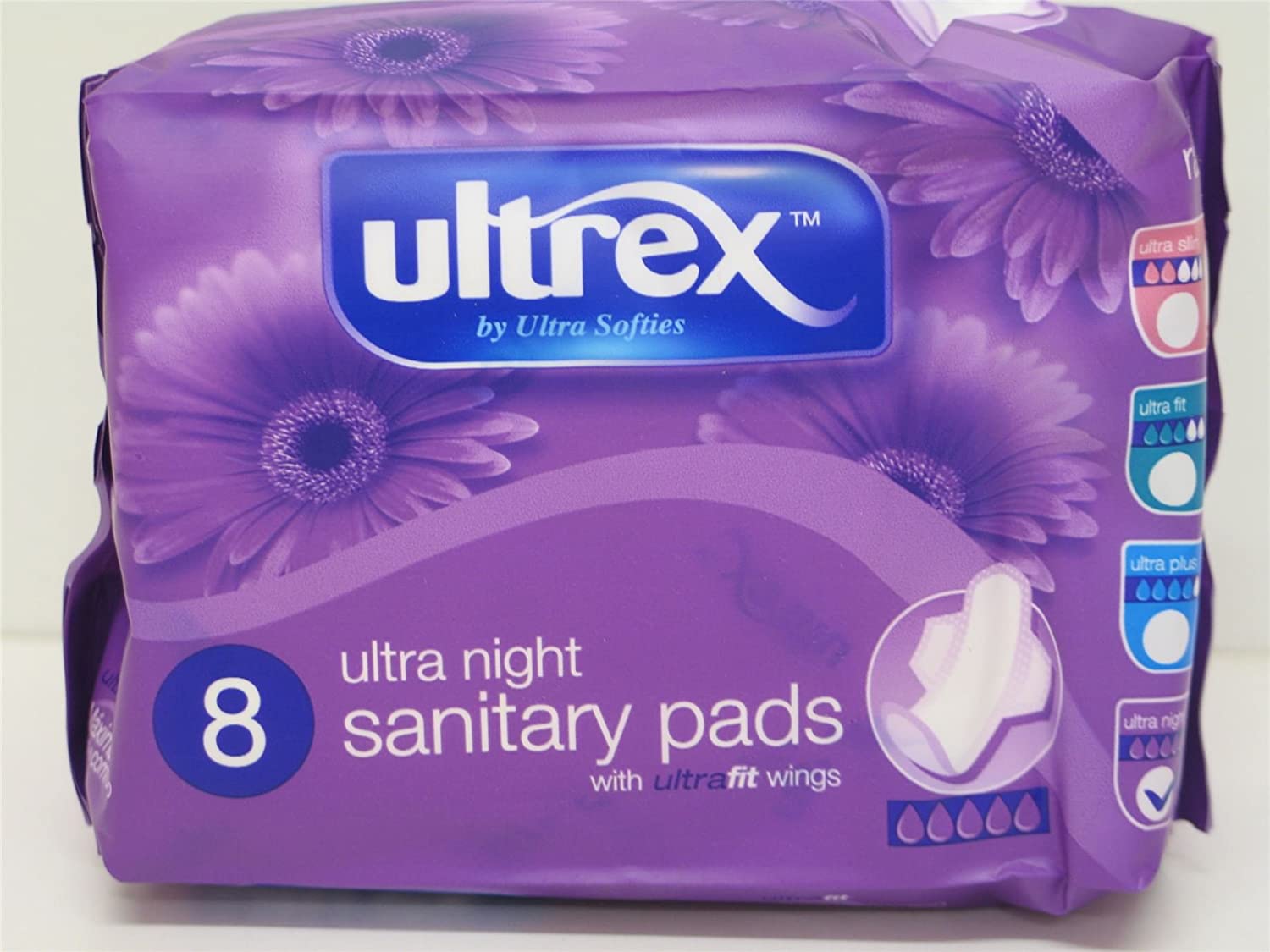 12 X PACKS ULTREX ULTRA NIGHT SANITARY PADS WITH WINGS by Ultrex, Overnight