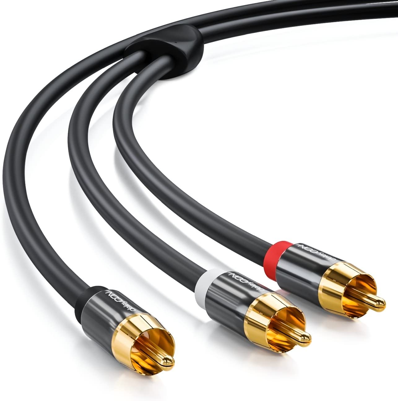 deleyCON 5m (16.40 ft.) Subwoofer Cable - Cinch RCA Y-Cable Digital Coaxial Cable - Gold-Plated Plug - Audio Cable - Cinch Plug to 2x Cinch Plugs - Image 2