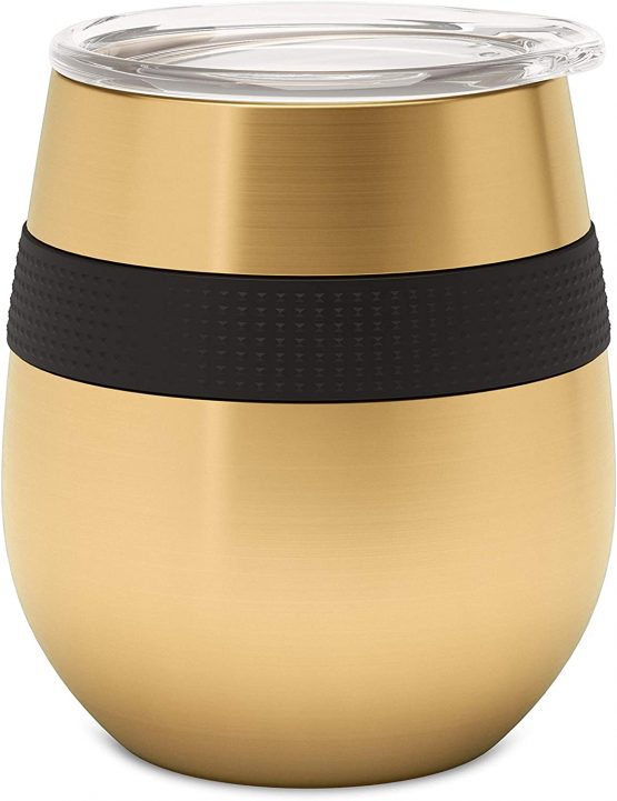 Reusable Coffee Cup - CAFE CONCETTO - 8oz/230ml - Premium Insulated Tumbler with Lid - Keep On-The-Go Drinks from Water to Wine Hot or Cold - Stainless Steel (Gold)