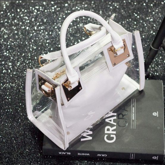Segater® Clear Crossbody Handbags,Women's Small Tote Beach Bag Fashion Clear Jelly Handbag Top Handle Shoulder Bag Transparent Purse - Image 4