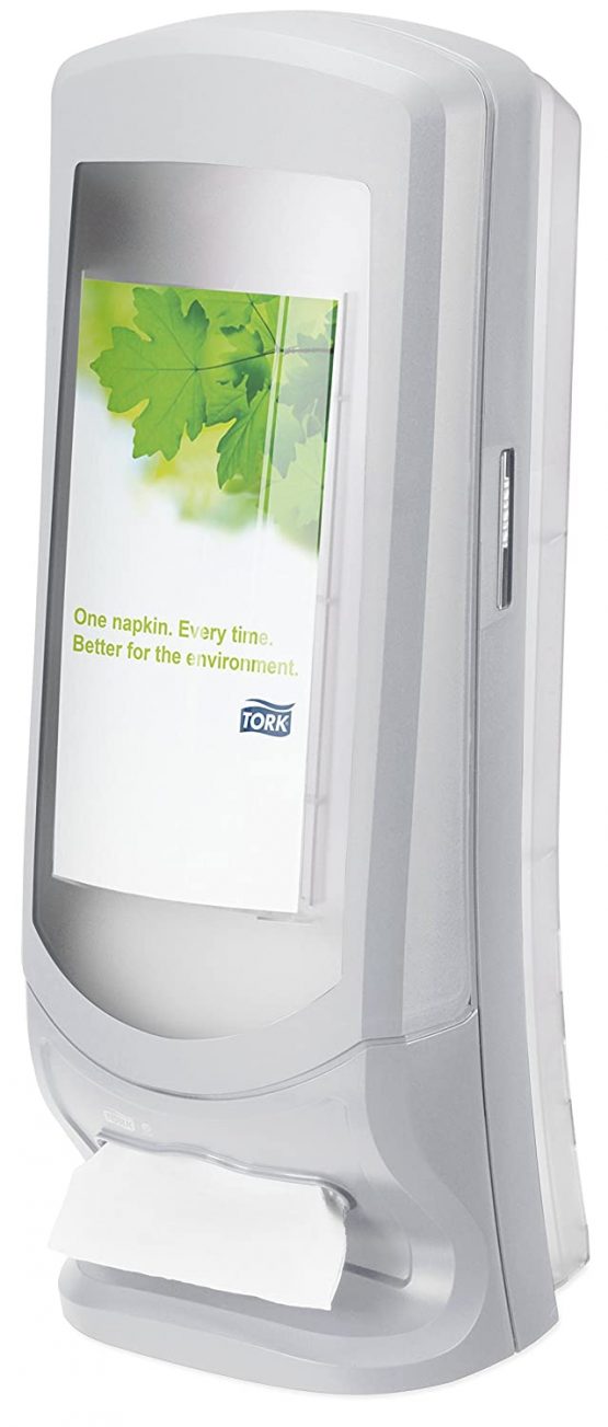 Tork 272213 Xpressnap Wall / Stand Napkin Dispenser N4 / Paper Dispenser Suitable for N4 Interfold Napkin System / Signature Design / Light Grey