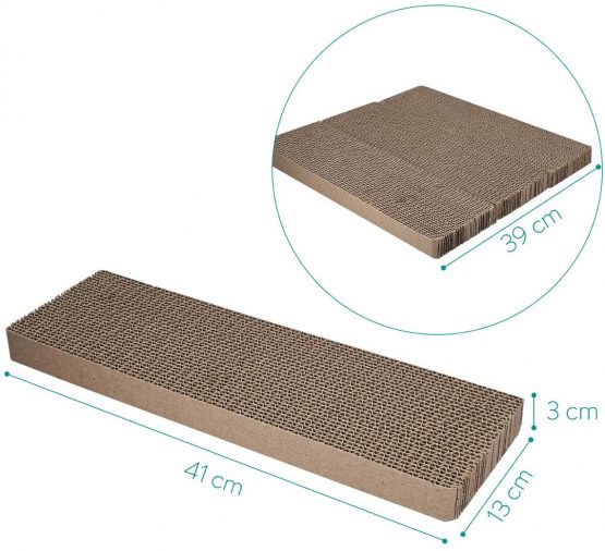 Navaris Cat Scratching Board Set - Narrow Scratch Boards for Scratching/Stretching Made of Cardboard for Small and Large Cats - 41x13x3cm (Set of 3) - Image 4
