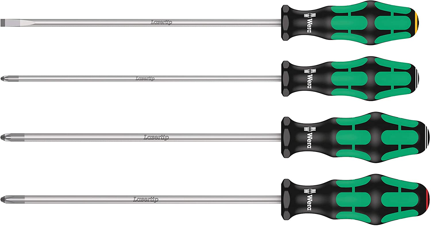 Wera 335/350/355/4 Kraftform Plus Lasertip Screwdriver set, PH/PZ/SL, 4pc, 05347736002, Multi-colour