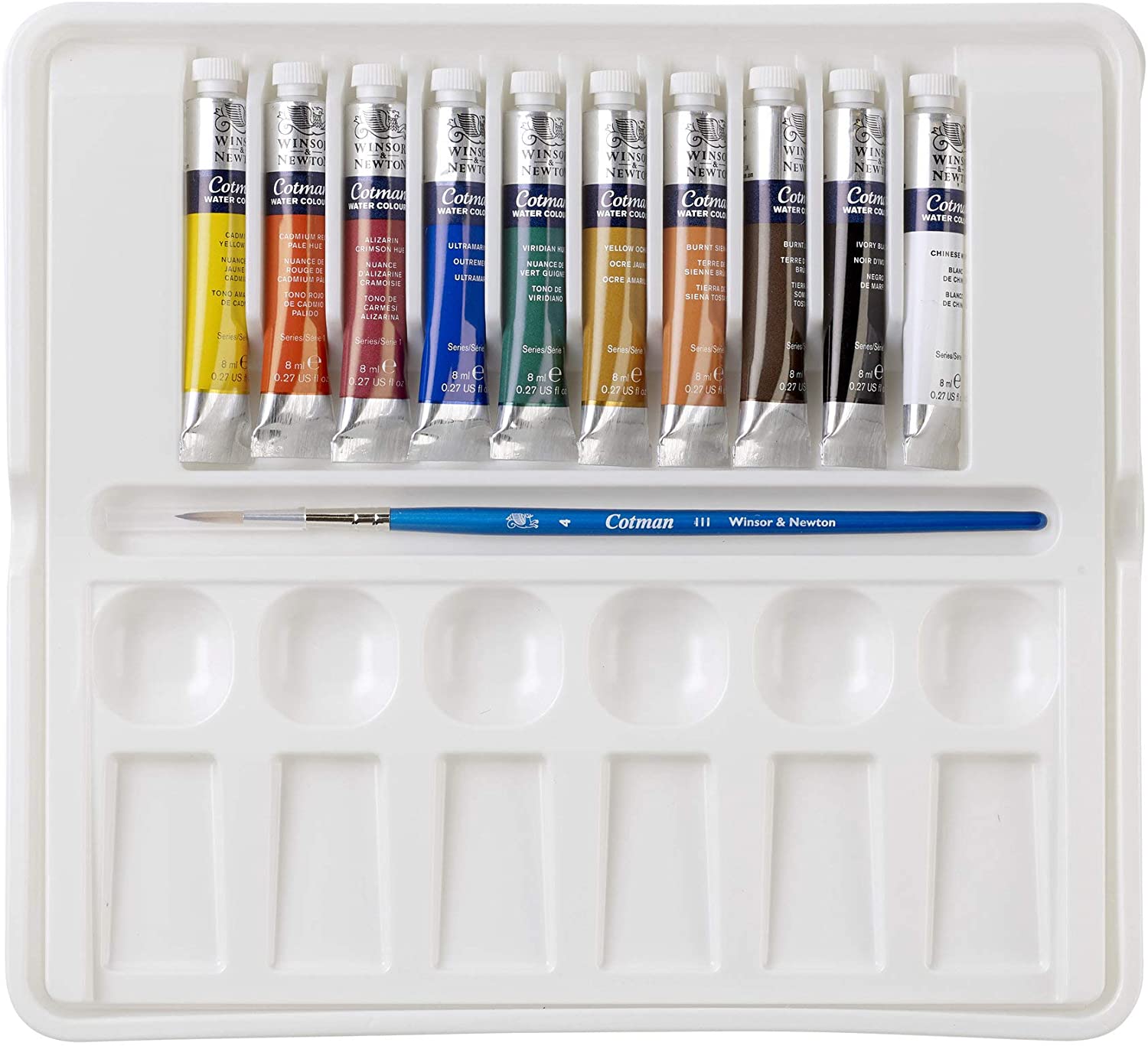 Winsor & Newton, Cotman Watercolour, 'Tube Palette Set', 10 x 8ml Tubes + 1 x Cotman Watercolour Round Brush - Image 4