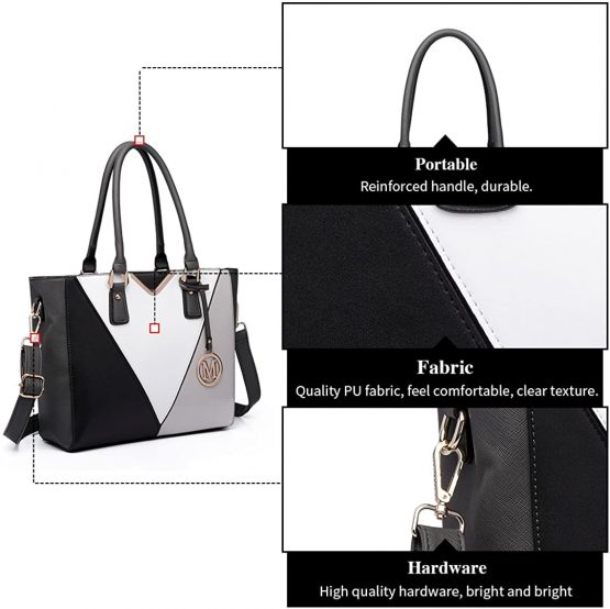 Miss Lulu Leather Look V-Shape Shoulder Handbag - Image 3