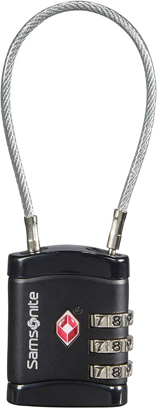 Samsonite Global Travel Accessories Three Dial TSA Cable Luggage Lock, 10 cm, Black - Image 2