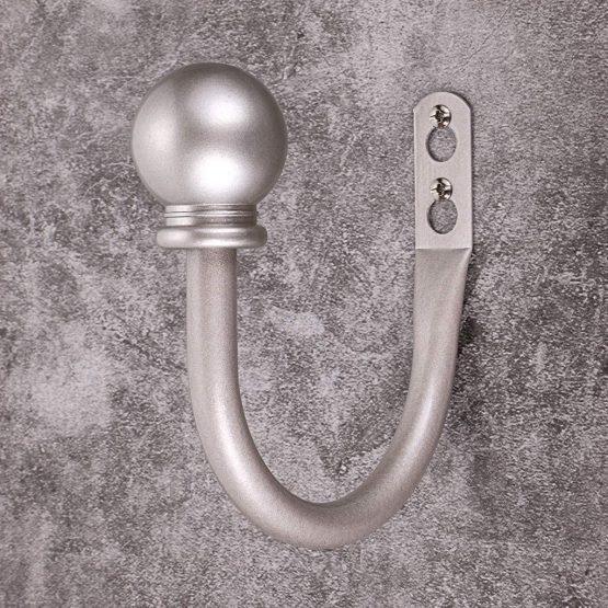 BSTKEY A Pair of Lightweight Metal Curtain Hooks - Retro Wall Mounted Curtain Hold Back Tiebacks Wall Hook Tassel Drapery Holder (Grey) - Image 3