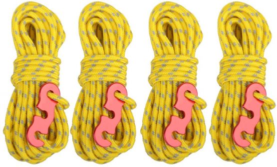 4 X White Guy Line Ropes 2.4m For Tents, Camping & Gazebos - Lightweight & Reusable