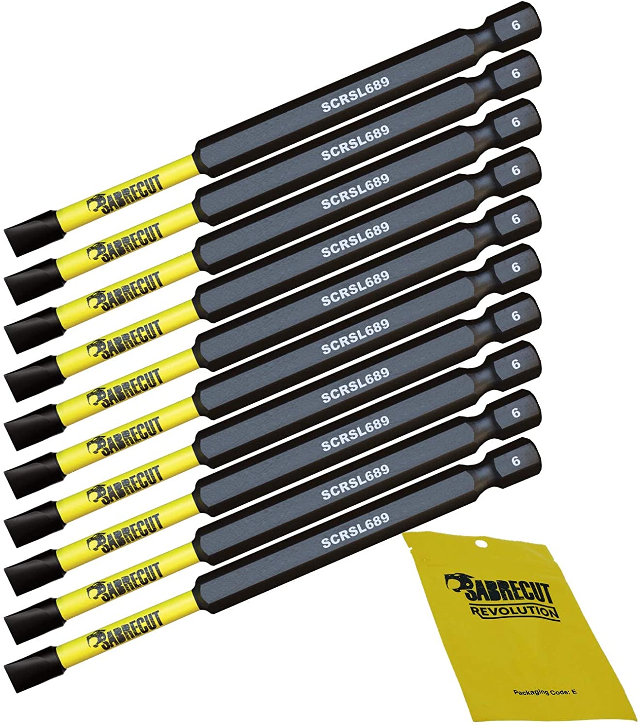 10 x SabreCut SCRSL689_10 89mm SL6 Slotted Magnetic Impact Screwdriver Driver Bits Set Single Ended Heavy Duty