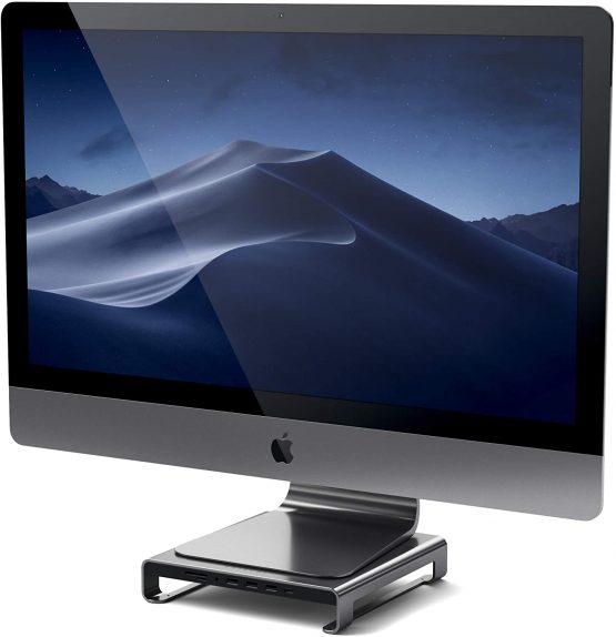 Satechi Type-C Aluminum Monitor Stand Hub with USB-C Data, USB 3.0, Micro/SD Card Slots & 3.5mm Headphone Jack - Compatible with 2020-2015 iMac, iMac Pro and more