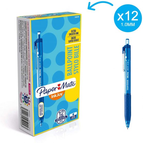 Paper Mate InkJoy 300RT Retractable Ballpoint Pens | Medium Point (1.0 mm) | Blue | 12 Count