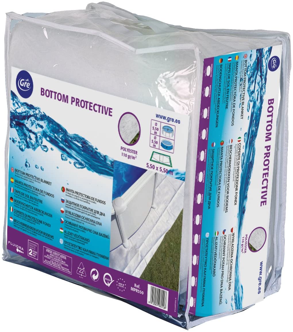 Gre MPROV610 - Raised Pool Protective Blanket 530 x 280 cm, 610 x 375 cm or 500 x 340 cm, White, 60 x 45 cm (Rectangular)