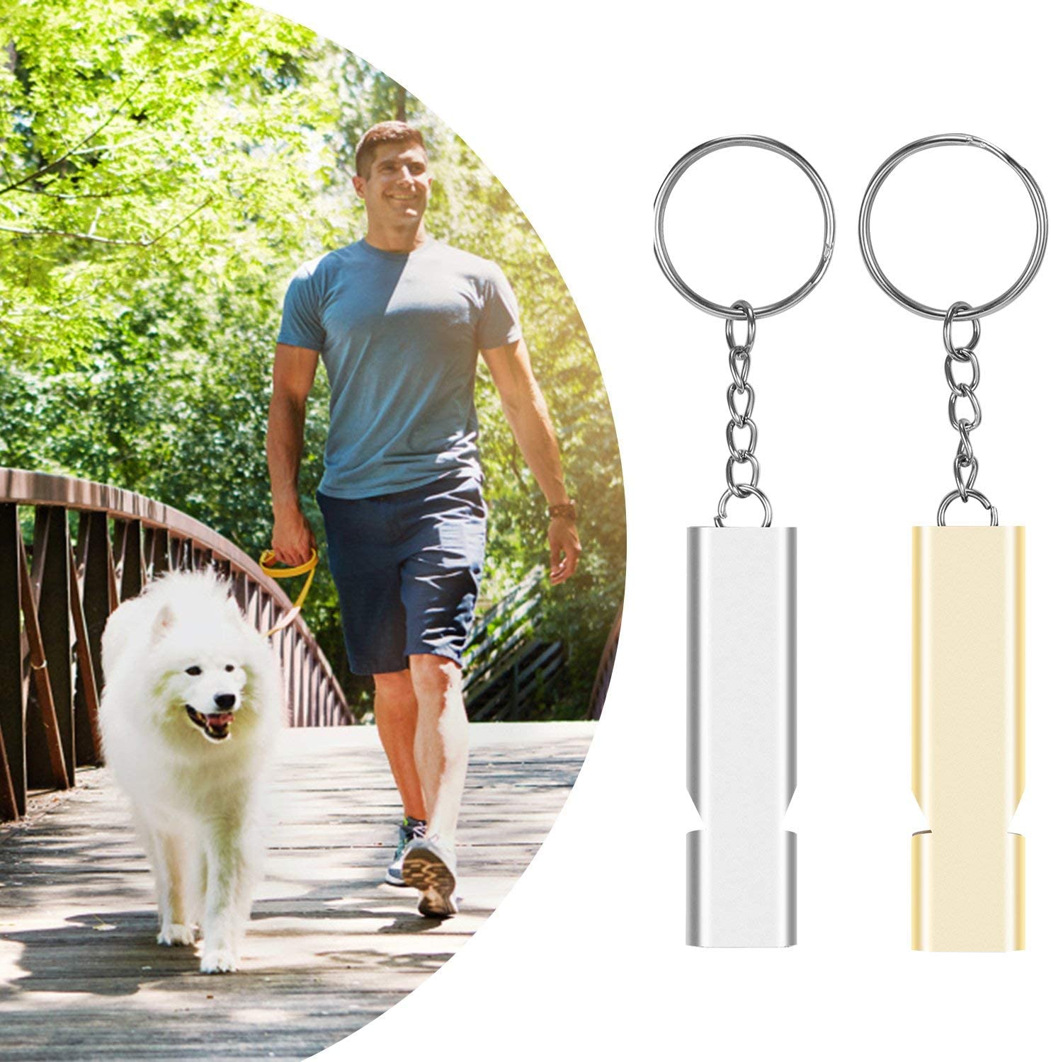 Seraphis Emergency Whistle 2 Pack Aluminium Double Tubes Safety Whistles Outdoor, Silver and Gold - Image 3