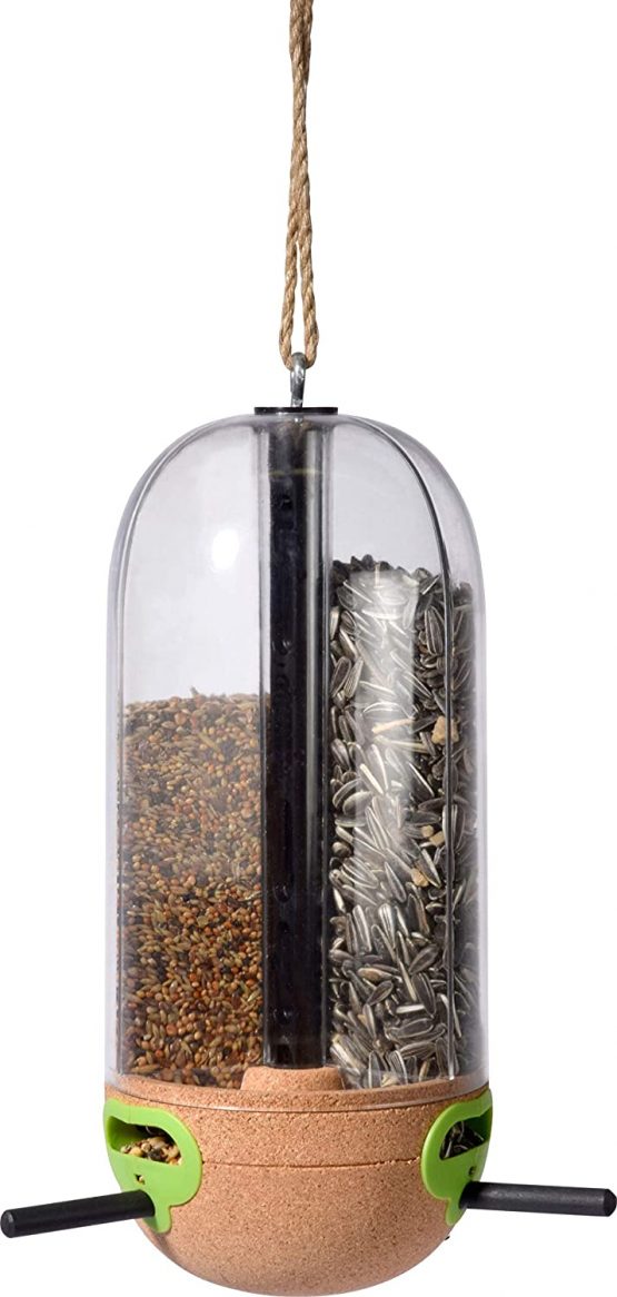 dobar 10095e Pickbar Feeder with 3 Compartments for Standing and Hanging 11 x 11 x 26 cm Cork Transparent - Image 2