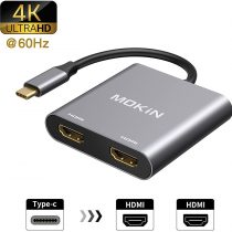 USB C to Dual HDMI Adapter, USB Type C to Dual Monitor HDMI Adapter 4K@60HZ for MacBook Pro 2020-2016,MacBook Air 2020-2018,Chromebook Pixel,LenovoYoga 720/730,Surface Book 2 etc